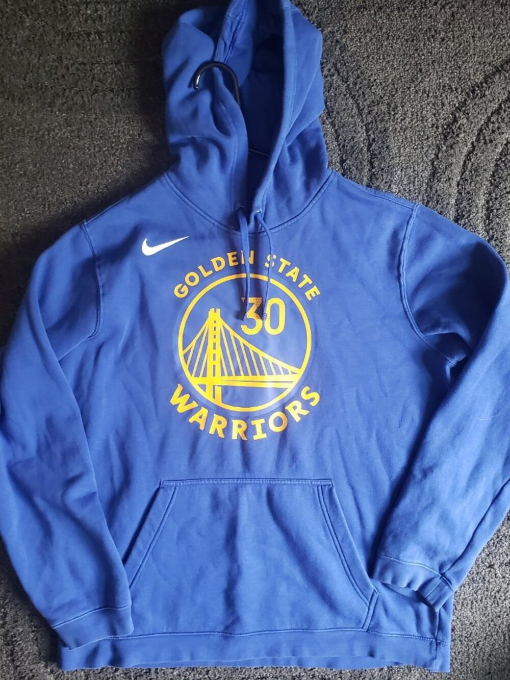 Nike Golden State Warriors Stephen Curry #30 Pullover Hoodie Blue/Yellow L